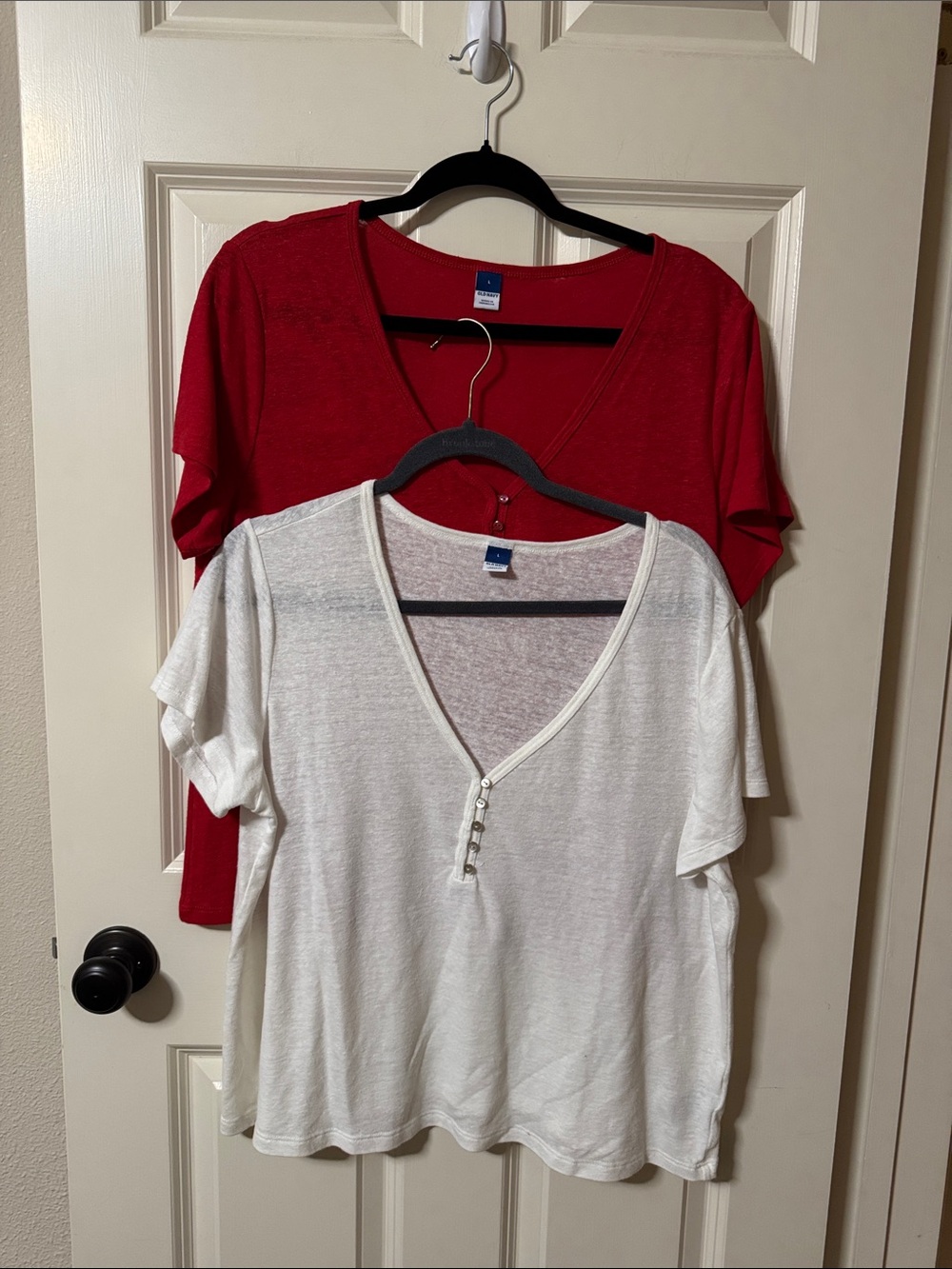 Old Navy Short Sleeve V-Neck Tee Duo in Red and White